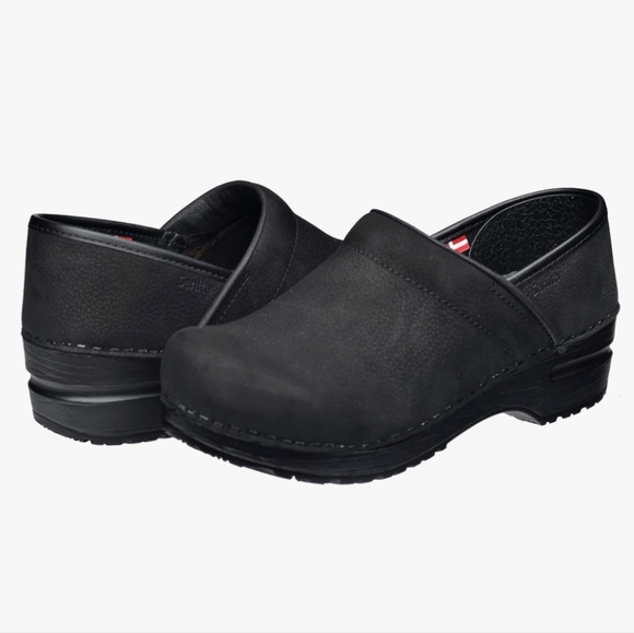 Sanita Shoes - Sanita Black Professional Textured Oil Clog Size 37 Wide
